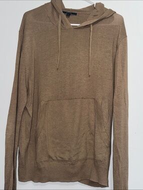 Men's Lightweight Hooded Pullover Sweater - Brown
